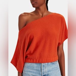 NWT Intermix 100% Cashmere Lexie One Shoulder Top, Orange/Red, SOLD OUT